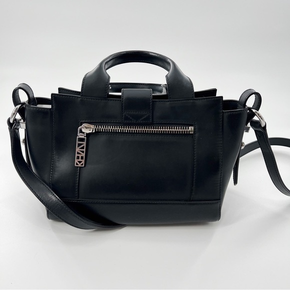 KENZO black leather structured crossbody purse with silver details - Picture 2 of 9